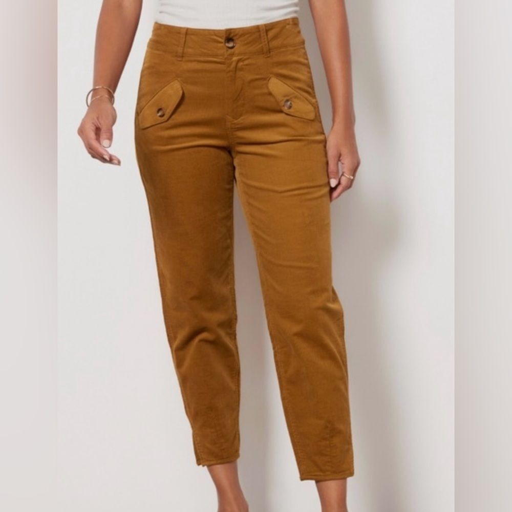 Kut From The Kloth Sadie Slit Hem Crop Corduroy Pants golden brown Size 6